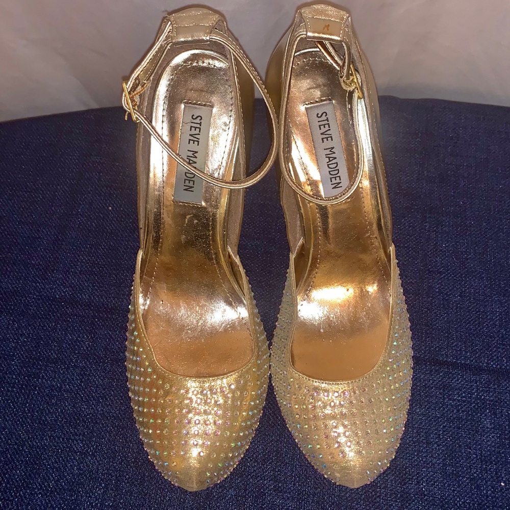 SteveMadden Gold Rhinestone Heels
